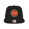 Pistons Mitchell & Ness Black History Month Snapback Hat in Black - Front View