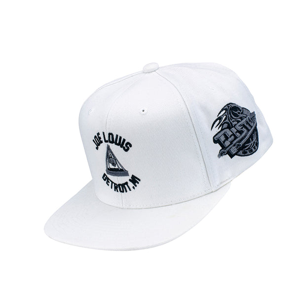 Pistons Joe Louis x Mitchell & Ness Snapback in White - 1/4 Left View
