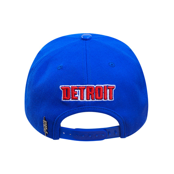 Pro Standard Pistons Primary Logo Camo Snapback Hat in Blue - Back View 