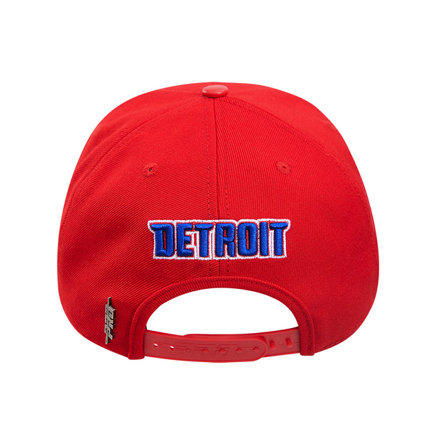 Pro Standard Pistons Primary Logo Camo Snapback Hat in Red - Back View