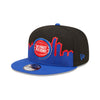 New Era Pistons Tip Off Snapback Hat in Black/Blue - Front Side View