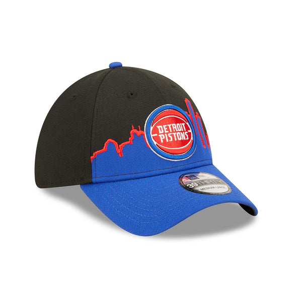 New Era Pistons Tip Off Flex Hat in Black/Blue - Front Side View