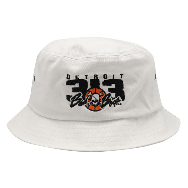 American Silkscreen Piston Bad Boys Bucket Hat in White - Front View