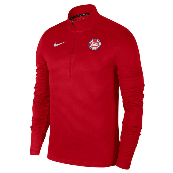 Nike Detroit Pistons 1/4 Zip Jacket in Red - Front View