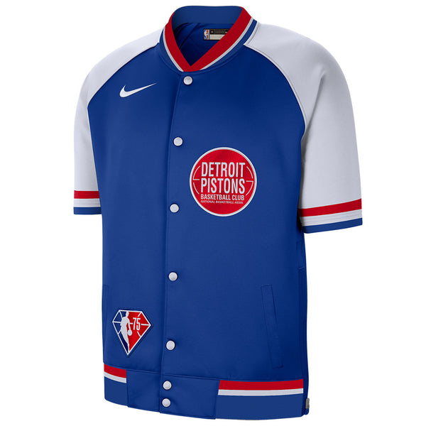 Nike Pistons Remix Short-Sleeve Showtime Jacket in Blue - Front View