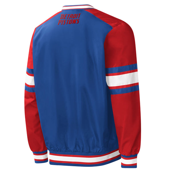 Pistons Yardline Jacket by GIII in Blue and Red - Back View
