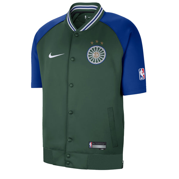 Nike Pistons City Edition 313 Short Sleeve Jacket in Green - Front View
