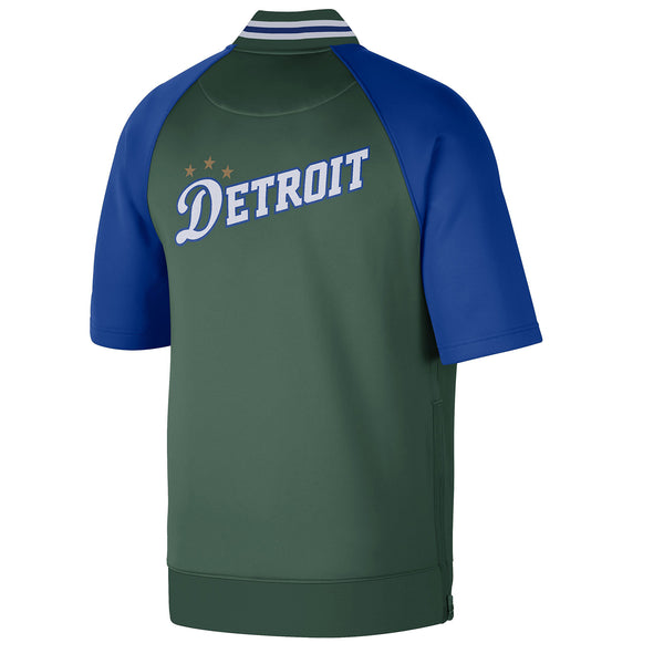 Nike Pistons City Edition 313 Short Sleeve Jacket in Green - Back View