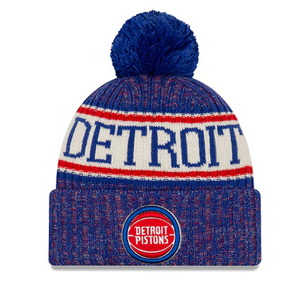 Pistons New Era Detroit Knit in Blue, Red, and White - Front View