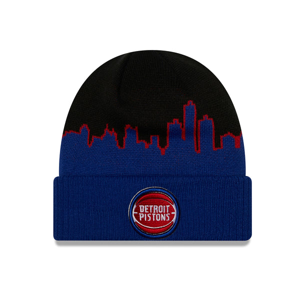 New Era Pistons 2022-2023 Tip Off Knit in Black/Blue - Front View