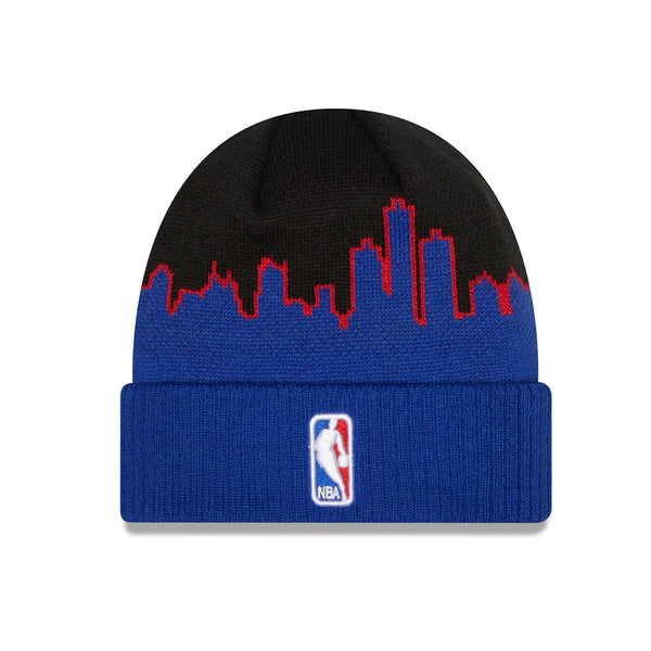 New Era Pistons 2022-2023 Tip Off Knit in Black/Blue - Back View