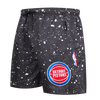 Pistons Pro Standard All Over Splatter Print Shorts in Black and White - Angled Left Side View