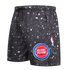 Pistons Pro Standard All Over Splatter Print Shorts in Black and White - Angled Left Side View
