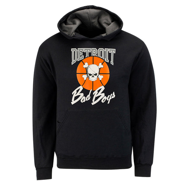 Detroit Bad Boys Pullover Hooded Sweatshirt in Black - Front View