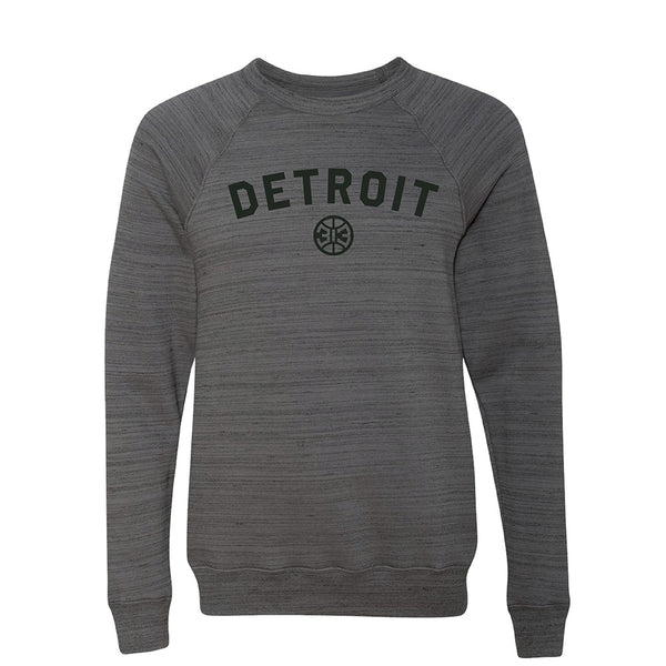 Unisex Detroit Pistons 313 Marble Crewneck Sweatshirt in Gray - Front View