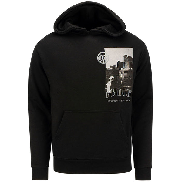 Detroit Pistons Run The Numbers Pullover Hood in Black - Front View