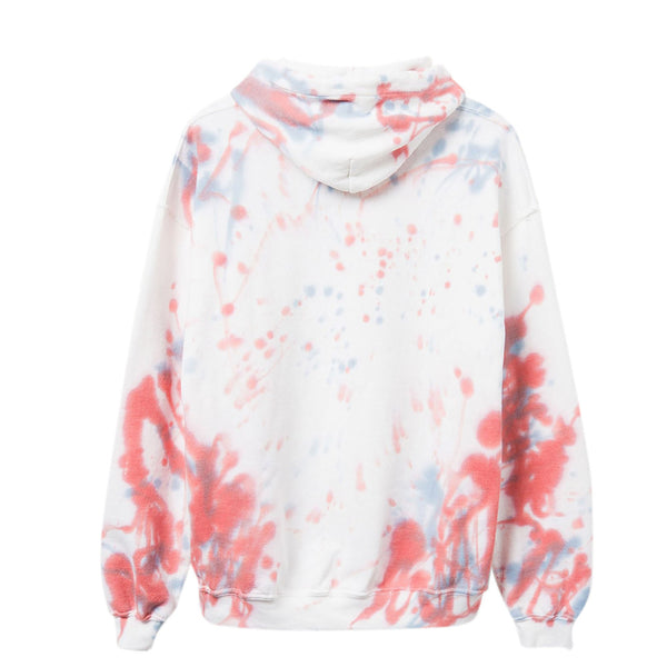 Junk Food Pistons Speckled Tie Dye Hooded Pullover in White - Back View