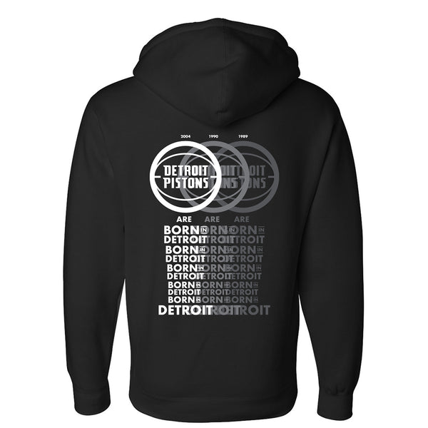 Pistons 8 Mile Born in Detroit Pullover Hood in Black - Back View