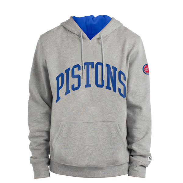 New Era Pistons Curve Pullover Hood in Grey - Front View