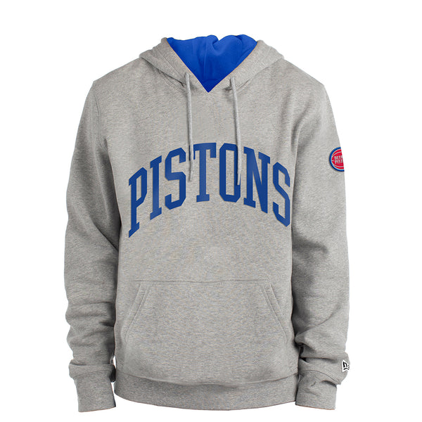 New Era Pistons Curve Pullover Hood in Grey - Front View
