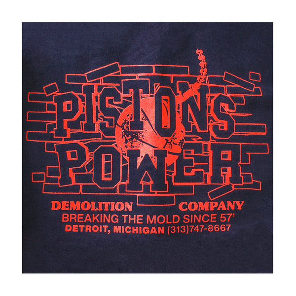DETail Threads Pistons Garage Power Hooded Sweatshirt in Black - Close Up View