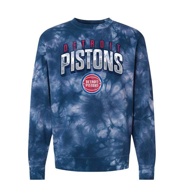 Pistons Tie-Dye Crewneck Sweatshirt in Blue - Front View