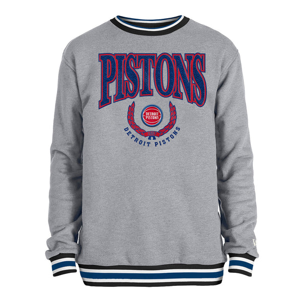 New Era Pistons Crest Crewneck Sweatshirt in Grey - Front View