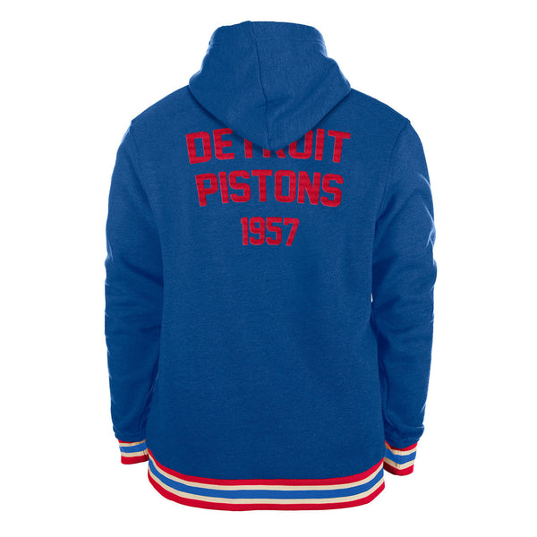 New Era Pistons Throwback Hooded Sweatshirt in Blue - Back View