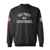 Detroit vs. Everybody City Names Crewneck Sweatshirt in Black - Front View