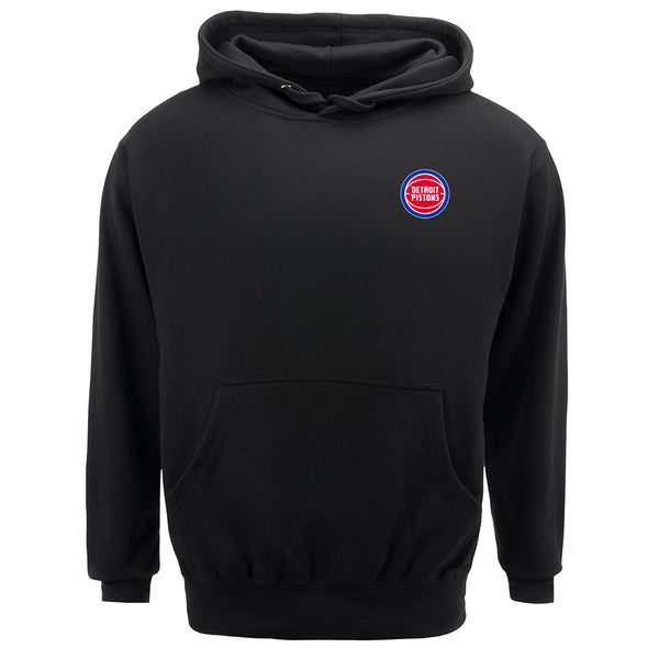 Pistons Statement DET Stripe Hooded Sweatshirt in Black - Front View