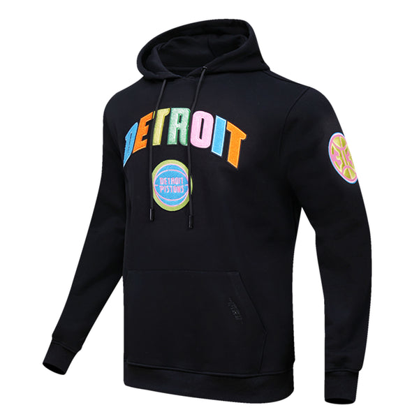 Pro Standard Pistons Washed Neon Hooded Sweatshirt in Black - Front/Side View