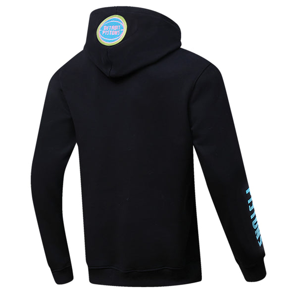 Pro Standard Pistons Washed Neon Hooded Sweatshirt in Black - Back View