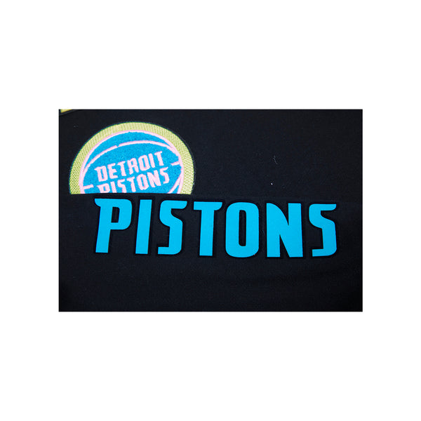 Pro Standard Pistons Washed Neon Hooded Sweatshirt in Black - Close Up Patch View
