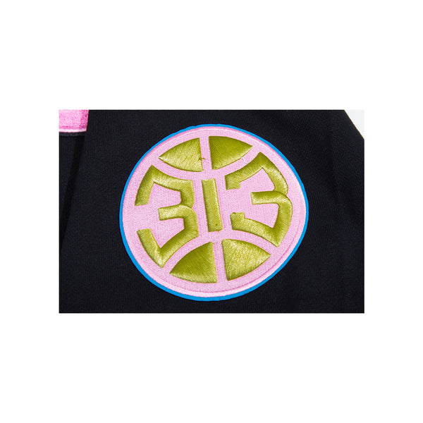 Pro Standard Pistons Washed Neon Hooded Sweatshirt in Black - Close Up Patch View
