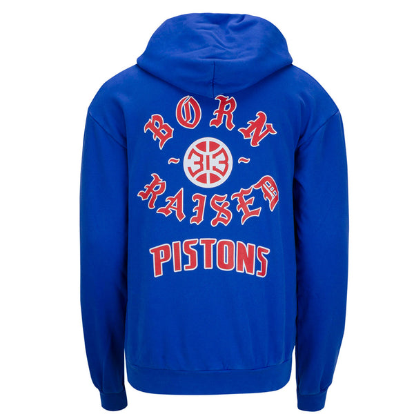 Born X Raised + Pistons 313 Rocker Blue Hooded Sweatshirt - Back View