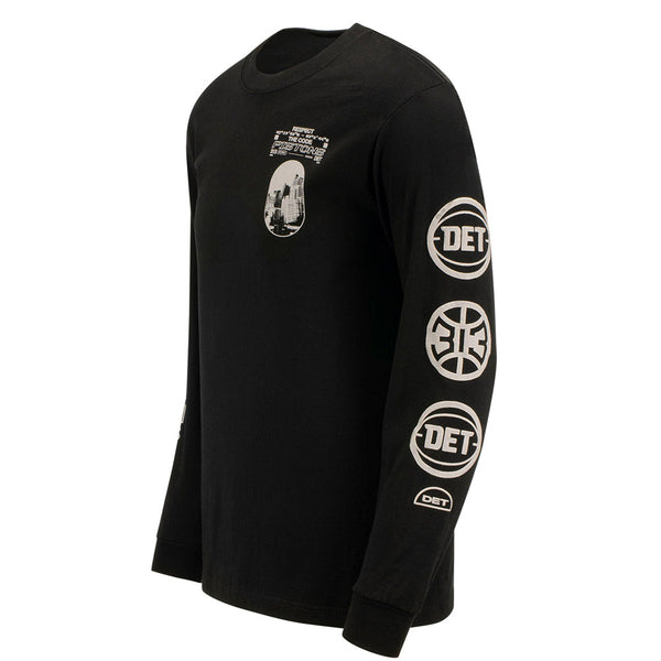 Detroit Pistons Respect The Code Long Sleeve T-Shirt in Black - Left View