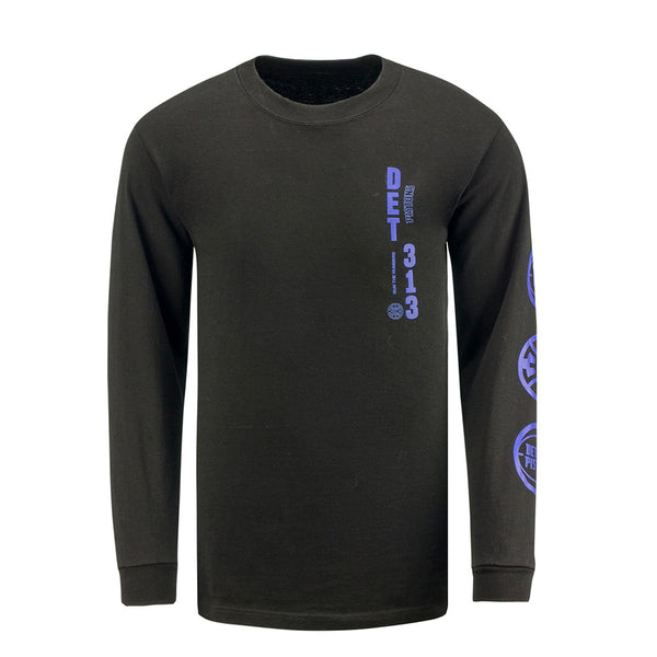 Detroit Pistons DET 313 Long Sleeve T-Shirt in Black - Front View