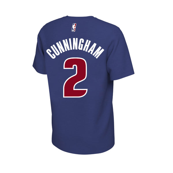 Youth Pistons Cade Cunningham Player Name & Number T-shirt in Navy - Back View