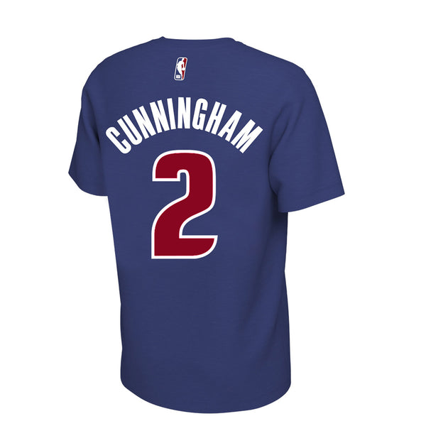 Pistons Nike Cade Cunningham Player Name & Number T-Shirt in Blue - Back View