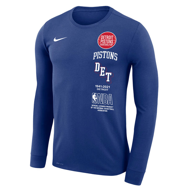 Nike Pistons Remix Legend Long-Sleeve T-Shirt in Blue - Front View