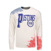 Junk Food Pistons Tie-Dye Long Sleeve T-shirt in White - Front View