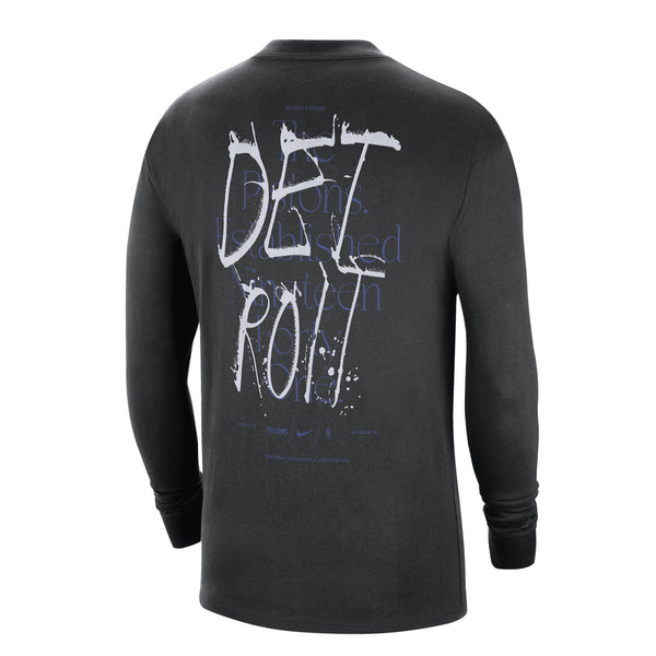 Nike Pistons Long Sleeve T-Shirt in Black - Back View