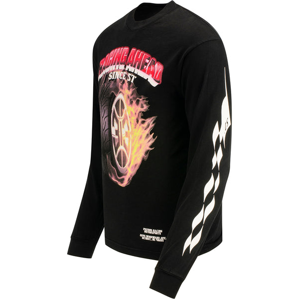 DETail Threads Pistons Garage Racing Ahead Long Sleeve T-Shirt in Black - Left View