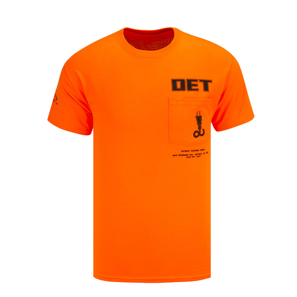 DETail Threads Pistons Garage Power T-Shirt in Orange- Front View