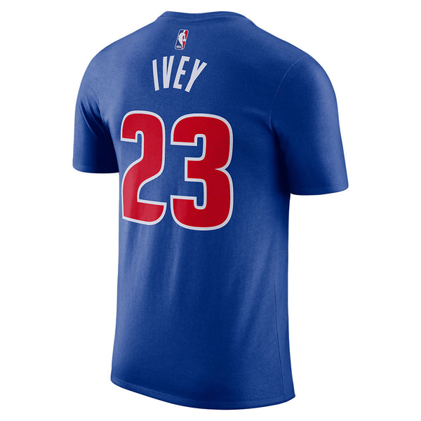 Nike Pistons Jaden Ivey Name & Number T-Shirt in Blue - Back View