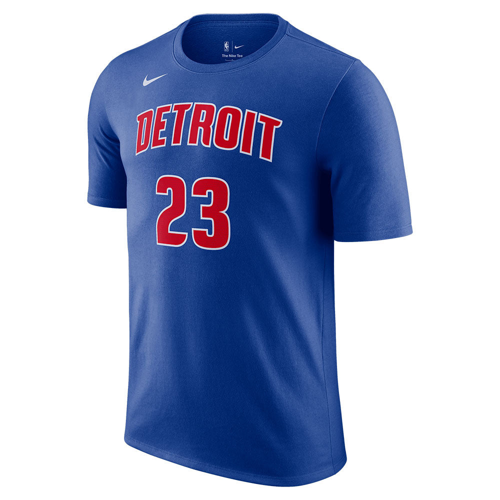 Nike Pistons Jaden Ivey Name & Number T-Shirt in Blue - Front View