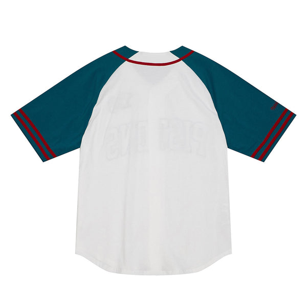 Mitchell & Ness Pistons Button Tee in White - Back View