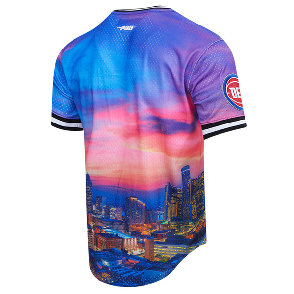 Detroit Pistons Pro Standard City Scape Tee in Blue - Back Right Angled View