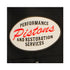 DETail Threads Pistons Garage Work Shirt in Black - Close Up View of Pistons Performance and Restoration Services logo