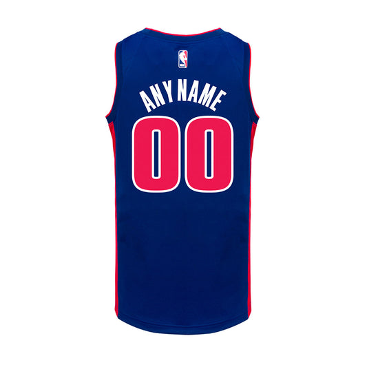 Detroit Pistons Personalized Youth Nike Icon Swingman Jersey in Blue - Back View